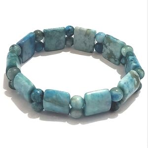Blue Amazon Jasper Beaded Stretch Bracelet